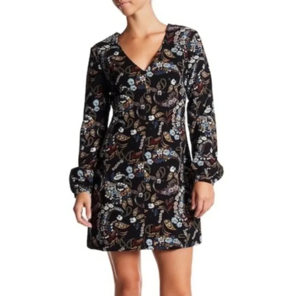 WAYF Malone V-Neck Sheath Floral Dress Size Medium‎